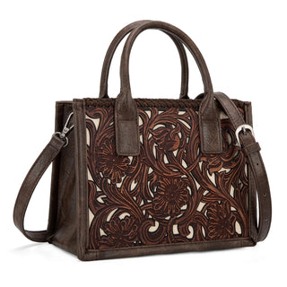 Floral Tooled Mini Tote/Crossbody